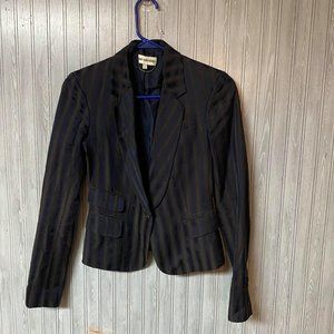 Sue Stemp Womens Navy Blue and Brown Stripe Blazer Size 2
